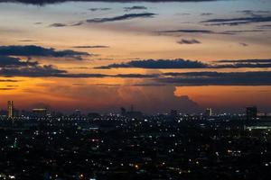 The skyline is a very beautiful sunset sky with an orange color in the sky that is getting dark photo