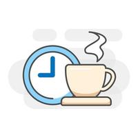 tiempo de café, icono lineal de ilustración de concepto de descanso, vector de stock aislado eps10