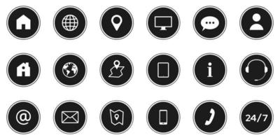 Business Contact us icon set. Flat design button style vector