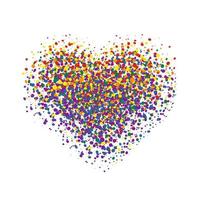 Abstract Multicolor splattered heart shape icon symbol. Art style spotted heart isolated vector
