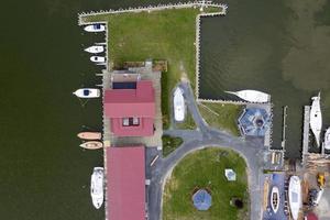 ships at the docks in St. Michaels Maryland chespeake bay aerial view panorama photo