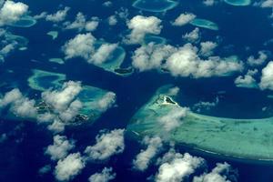 maldives aerial view landscape atoll and islands photo