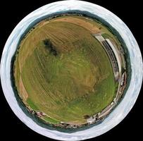 packed hay bale harvested fodder balls aerial view photo