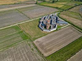 rice farmed fields in italy aerial view photo