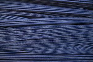 Close-up of blue steel wire for construction and industrial background. Selective focus photo