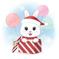 Little Rabbit in Gift box. Christmas season illustration vector