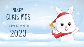 Christmas and New Year illustration and Cute Little Rabbit vector