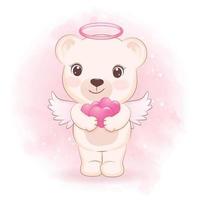 Cute Little Cupid Bear Valentine's day concept illustration vector