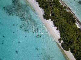 Maldives aerial view panorama landscape white sand beach photo