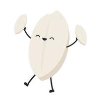 Rice character design. rice vector on white background. rice seed.