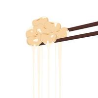 Soy bean vector. Soy bean on chopsticks. Natto vector. vector