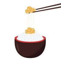 Soybean vector. Soy bean on chopsticks. Natto vector. vector