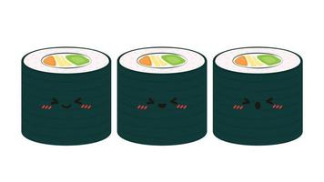 Sushi character design. Sushi and chopsticks vector. Sushi on white background. vector
