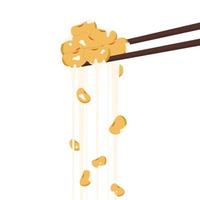 Soy bean vector. Soy bean on chopsticks. Natto vector. vector