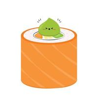 Sushi vector. Sushi on white background. Salmon roll vector. vector