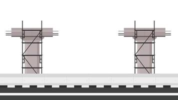 vector del lado de la carretera. vector de andamios. pilar del puente. construcción. postes de puente en construcción. valla de carretera puente sobre el camino.