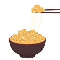 Soy bean vector. Soy bean on chopsticks. Natto vector. vector