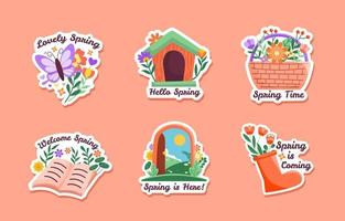 Spring Sticker Set vector