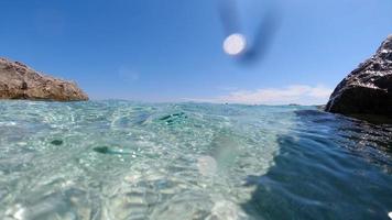 Sardinia crystal water underwater view while diving photo