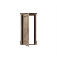 Concrete Wood Open Door isolated png