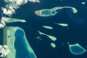 maldives aerial view landscape atoll and islands photo