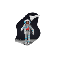 astronauta andando na lua ilustração de personagem 3d png
