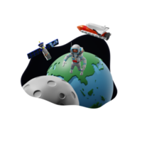 Astronaut Floating In Space 3D Character Illustration png