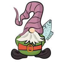 gnome avec poisson présent png