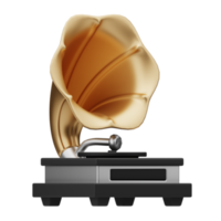 gramofone de ferramenta de música de ilustração 3d png