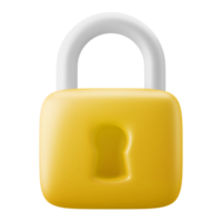 cute rounded pad lock security and safety symbol user interface 3d render illustration icon editable isolated transparent background png