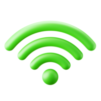 signal wifi complet force de connexion internet symbole de l'interface utilisateur thème illustration 3d icône couleur verte isolé png
