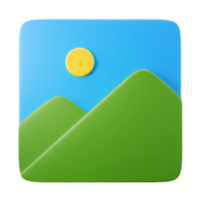 Immagine paesaggio immagine galleria simbolo utente interfaccia tema 3d icona illustrazione rendere isolato nel trasparente sfondo png
