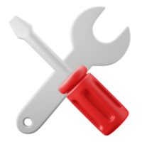 wrench and screwdriver tool and repair symbol user interface theme 3d icon illustration isolated png