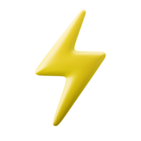 yellow lightning quick speed symbol user interface theme 3d illustration render icon isolated png