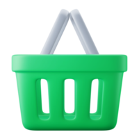 boodschappen doen kar kopen en boodschappen doen symbool gebruiker koppel thema 3d icoon renderen illustratie in groen kleur geïsoleerd png