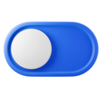 blue color toggle on off button option symbol user interface theme 3d icon illustration render isolated png