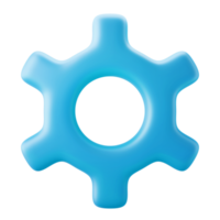 gear preferences setting symbol user interface 3d illustration render icon in blue color isolated transparent background png