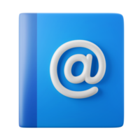 blauw e-mail adres en contact lijst boek symbool gebruiker koppel thema 3d icoon renderen illustratie geïsoleerd png