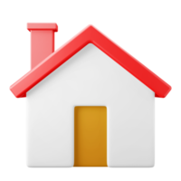 casa casa vista plana frontal diseño de interfaz de usuario tema 3d icono render ilustración aislada en fondo transparente