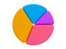 3D-Symbol für minimales vorderes leeres Kreisdiagramm. Wirtschaftsanalyse. Analyse von Marketingdaten. Kreisdiagrammvorlage zum Einfügen von Informationen. 3D-Darstellung. png