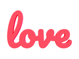 3d minimal rosa hand skrivning kärlek ord. hjärtans kompositioner. 3d illustration. png