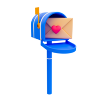 3d minimal valentine's mailbox. valentine's compositions. a mailbox with a love message. 3d illustration. png