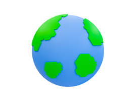 mundo mínimo 3d. globo de dibujos animados. ilustración 3d png