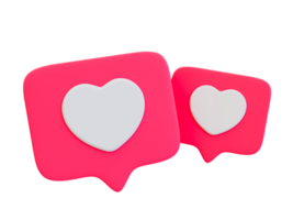 Signo de mensaje de amor mínimo 3d. concepto de día de san valentín. composiciones de san valentin. icono de chat romántico. ilustración 3d png