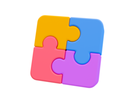 Puzzle minimal 3d connecté ensemble. concept de résolution de problèmes. Illustration 3D. png