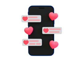 Ícone de bate-papo adorável mínimo 3D. conversa de mensagem romântica. ilustração 3D. png