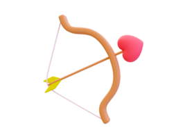 Arco de amor mínimo 3d. composiciones de san valentin. flecha del arco de Cupido. ilustración 3d png