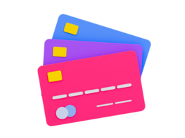 tarjetas de crédito mínimas 3d. pago de compras en línea. ilustración de representación 3d. png