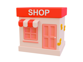 Pequeña tienda mínima 3d. concepto de pequeña empresa. ilustración 3d png