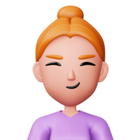 Cute cartoon woman, happy people, 3d rendering png